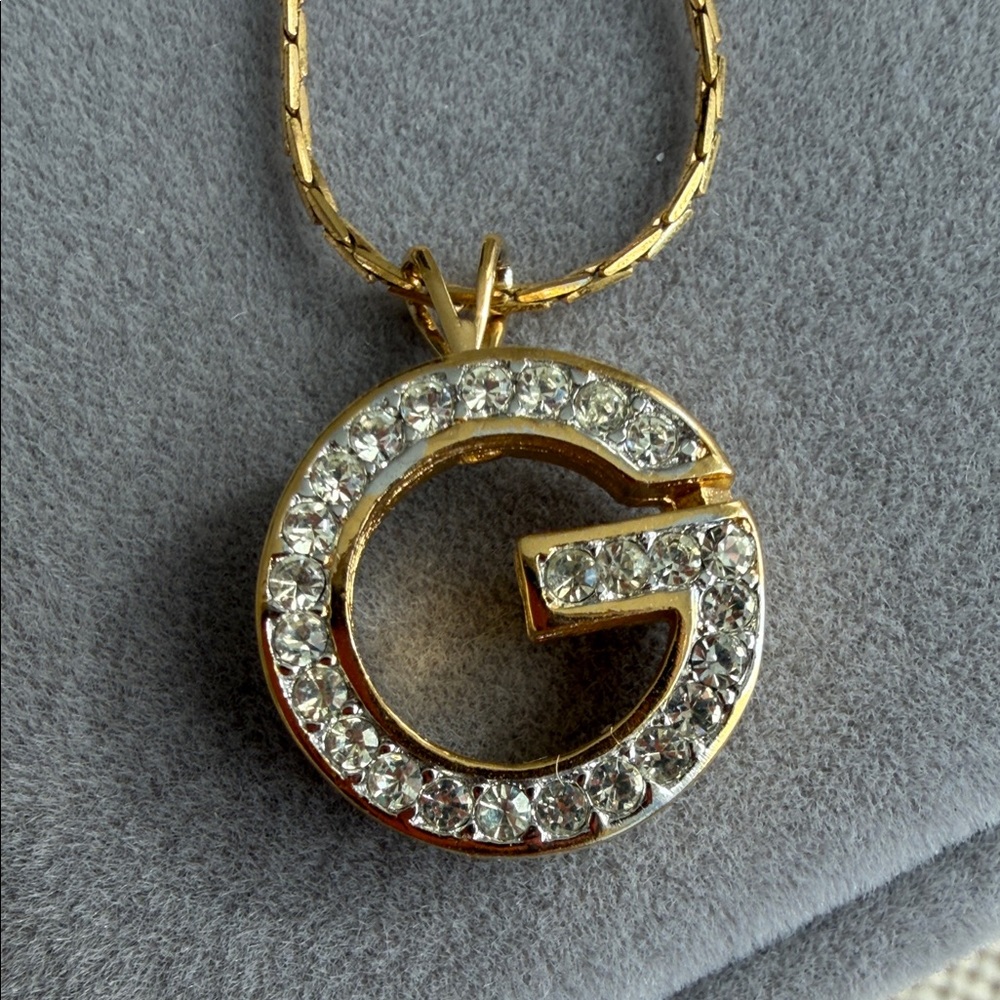 Givenchy Gold Crystal 'G' Pendant Necklace - Picture 8 of 9